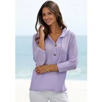 LASCANA Kapuzenshirt aus sommerlichem Waffelstrick Sommerhoody mit Knopfleiste