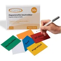 ECENCE Magnet 30 Magnetstreifen beschreibbar Etiketten Magnete (30-St)