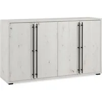 Finori Sideboard, Dekor Artisan Oak, weiß, ABS-Kante, Metallgriffe, 145,5 x 85 x 38,5 cm