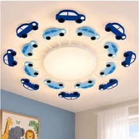 EGLO Deckenleuchte, Leuchtmittel nicht inklusive, Deckenleuchte Deckenlampe Kinderzimmerleuchte Autos blau D 63 cm
