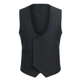 Zweireihige Weste in Slim Fit in Schwarz