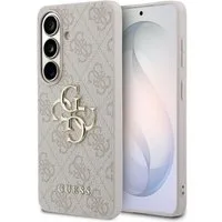 Guess Handyhülle Hülle rosa Galaxy S26 Plus Kunstleder Big Logo goldfarben Metall