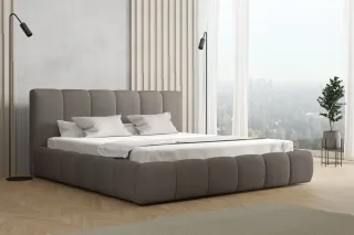 Polsterbett Doppelbett GIULIA Komplettset 140x200cm Stoff Freya Grau