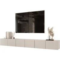 yourhouse24 Lowboard TV ANGEL 300 mit LED-Beleuchtung – Geriffelte Fronten