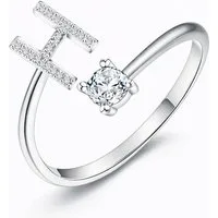S&T Design Fingerring Buchstaben Ring Damen 14K Gold Vergoldet Silber Verstellbar Wasserfest (Goldring Geschenke für Frauen Freundin Mädchen Schmuck, 1-tlg., Buchstabenring), Damenring langlebigem Edelstahl Verstellbare Größe 50 - 60 Modeschmuck