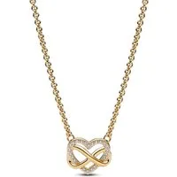 Pandora Herzkette 362666C01-50, Damen-Kette Funkelndes Unendlichkeits-Herz Goldfarben