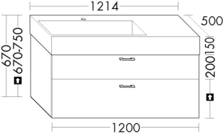 Burgbad Mineralguss-Waschtisch+Waschtischunterschrank System 30 Preisgruppe 4 Sana Trend- oder SHHV121RF5348C0001