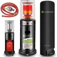 Juskys Heizstrahler Cuna, 11000 W, integrierter Kippschutz, Inkl. Druckminderer, robuste Schutzhülle