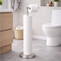 Euroshowers GmbH WC-Garnitur Stabil, Freistehender Toilettenpapierhalter aus Metall