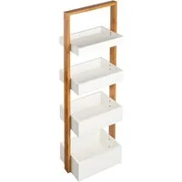 shelfmade Küchenregal Schmales Badregal Standregal Küchenregal mit 4 weißen Bambus Ebenen