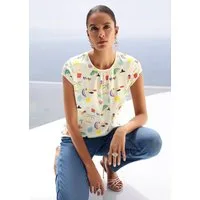 MADELEINE Shirtbluse Druckbluse mit sommerlichem Print Freizeitbluse mit gekräuseltem Rundhals und Kurzarm