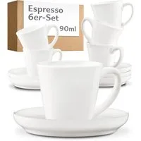 Cosumy Espressotasse Espressotassen Set 6er mit Untertassen - Keramik Mokkatassen - 70ml, 12-tlg., Keramik, 70ml
