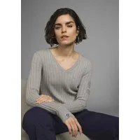 KangaROOS V-Ausschnitt-Pullover hüftlange Schnittform, mit Rippstrick, figurbetonte Passform
