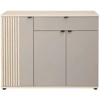 Innostyle Schuhschrank PISA, Basaltfarben, Riva Eiche Dekor, 3 Türen, 1 Schublade, Soft-Close-Funktion, B 133 x H 103 x T 38 cm