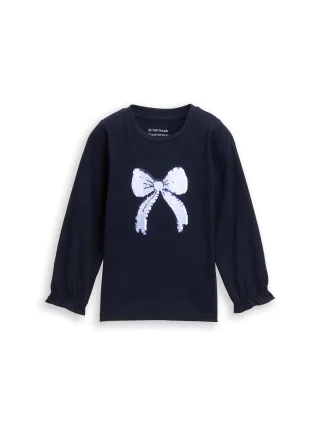 tom tailor kids - Langarmshirt mit Wendepailletten sky captain blue - Gr. - 98