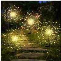 pedete LED Solarleuchte LED Solarleuchte Solarlampen Garten 120 LED Feuerwerk Solarleuchten, gartendeko, solarlampen für außen, Warmweiß, Tageslichtweiß, Leuchtmittel, Wetterfest Pusteblume Solarlampen 8 Modi mit Erdspieß