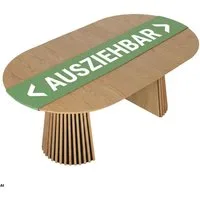 MR.DEKO Esstisch Holz rund Ø 120 cm Natur Oak Esszimmertisch Eiche FSC®-zertifiziert (1-St), Runde Tischplatte aus MDF mit Eichenfurnier, Gestell Lamellenoptik