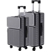 SEEZSSA Trolleyset Hartschalenkofferset Hartschale Reisekoffer 4 Rollen, 4 Rollen, (Set, 2 tlg), mit Tragbare Waage,Koffer Set M L,Grau