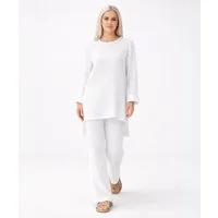 WENOR Hosenanzug Tunika Set aus Musselin 100 % Baumwolle Modest Fashion (Zweiteilig, 2-tlg., Tunika & Hose) Verlängertes Rückenteil, Zweiteiler mit Tunika und weiter Hose