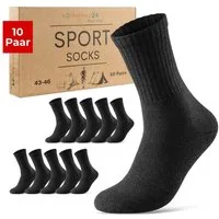sockenkauf24 Tennissocken 10 Paar Damen & Herren Sportsocken atmungsaktiv Arbeitssocken Baumwolle