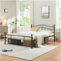 en.casa Metallbett, »Florenz« 140x200cm Schwarz + Lattenrost