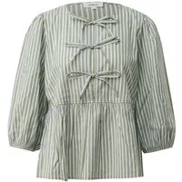 s.Oliver Kurzarmbluse Bluse Gestreifte Bluse mit Schleifendetails