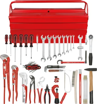 KS Tools Sanitär-Basic Werkzeug-Satz, in Metallkiste, 34-tlg - 116.0186