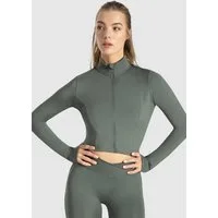 Smilodox Outdoorjacke Nilai, cropped Sportjacke mit Stehkragen, Frontzipper & Daumenlöchern figurbetonte Funktionsjacke, Alltag Fitness Yoga, Activewear