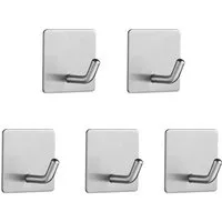 TECBULL Handtuchhaken Klebehaken aus Edelstahl, Wandhaken selbstklebend, V2, (5-St)