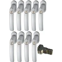 ABUS Fenstergriff ABUS FG200 Weiß, Braun, Silber, SB abschließbarer Fenstergriff, 9er Set silber, abschließbar, Kindersicherung