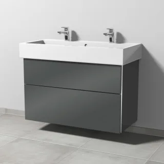 Sanipa 3way Waschtischunterbau zu Duravit Vero Waschtisch mit 2 Auszügen, Anthrazit-Glanz BS71979