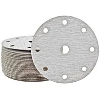 MioTools Schleifscheibe Ø 150 mm 9-Loch Klett-Schleifscheiben für Exzenterschleifer, Normalkorund, 50 Stk., K120