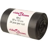 vidaXL Müllbeutel Müllsäcke 250 Stk. Schwarz 60 L