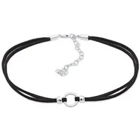 Elli Collier Halsband schwarz Choker mit Kreis 925 Silber
