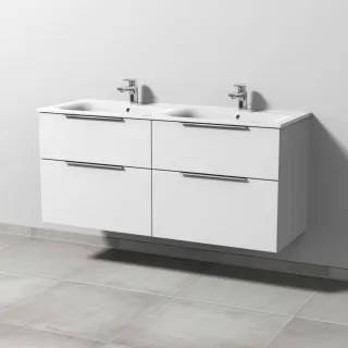 Sanipa 3way Waschtischunterbau zu Geberit Renova Plan Slim Waschtisch mit 4 Auszügen, Weiß-Soft UM68943