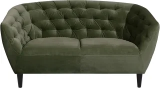 ACTONA GROUP 2-Sitzer "Ria Sofa, Couch, Doppelsofa, Loveseat," Samtstoff, Massivholz-Beine, Taschenfederkern, Tufting, mit Armlehnen