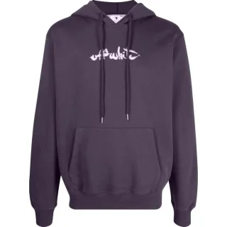 Off-White Script Logo Slim Fit Kapuzenpullover in Aubergine