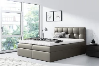 Boxspringbett Schlafzimmerbett CARMEN 140x200cm Kunstleder Grau