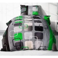Heubergshop Bettwäsche, Seersucker, 2 teilig, 135x200cm + 80x80cm - Grün 100% Baumwolle (396/4)
