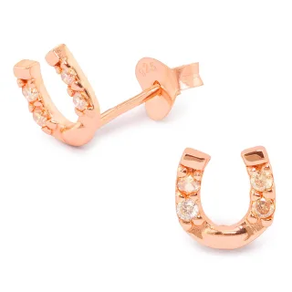 Hufeisen Gl?cksbringer Ohrringe aus 925 Silber Rosegold