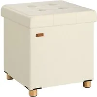 Casaria Sitzhocker, Samt Beige Faltbar inkl. Füßen 38x38cm 300kg Belastbarkeit Wohnzimmer