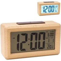 relaxdays Quarzwecker Digitaler Wecker aus Holz
