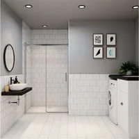 AICA Dusch-Einflügeltür 8mm Nano ESG Glas Schiebetür Duschtür Schiebetür Duschkabine, 100x195 cm, (Set) NanoGlas
