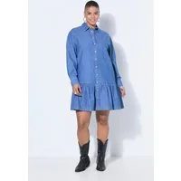 Studio Untold Midikleid Jeanskleid oversized Saumvolant weiter Langarm