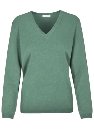 CLARINA - NOS Pullover, V-Ausschnitt 546 salbei - Gr. - 38