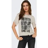 ONLY Kurzarmshirt ONLFREE – T-Shirt mit Print für lässige Kombinationen modisch, Jersey, regular fit, Materialmix, Rundhals