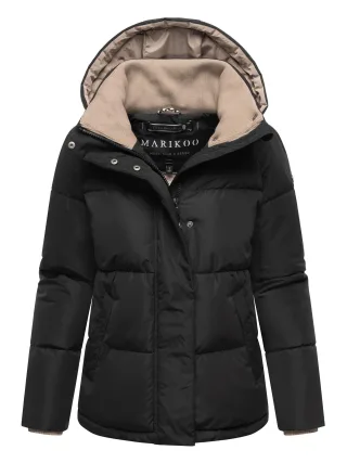 Marikoo Damen Steppjacke Omariaa mit Colorblocking & abnehmbarer Kapuze