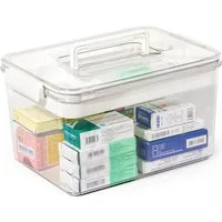 Zedelmaier Aufbewahrungsbox Medikamenten Groß Medizinbox Apothekenbox HausapothekeBox, Tragbar, Doppelter Platz, Transparent