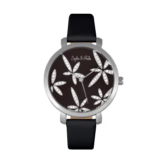 Montre Sophie & Freda Key West avec bracelet en cuir et cristaux Swarovski