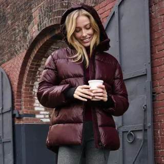 Wasserabweisende glänzende Steppjacke, Damen,  Rot, by Lands' End